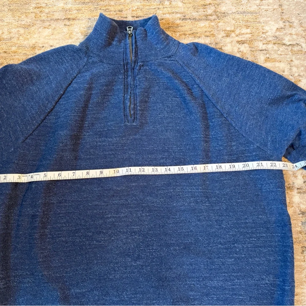 J. Crew Men's 1/4 Zip Sweatshirt in Blue 100% Cotton